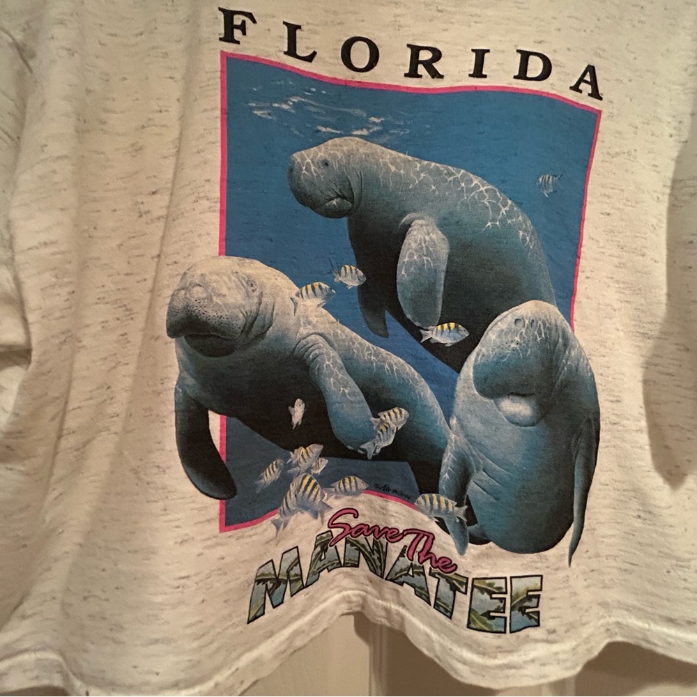 Florida Manatee Graphic Crop Tee - White - Picture 2 of 7